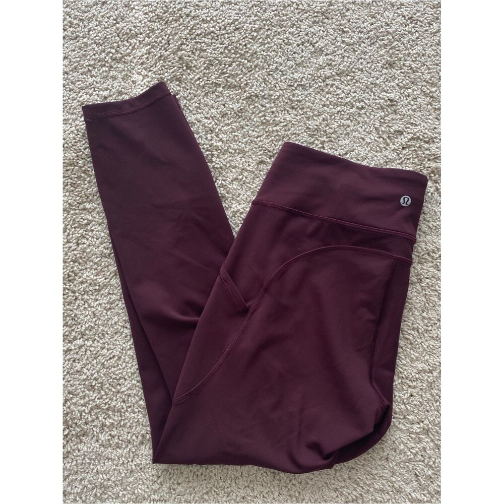 Lululemon Invigorate High-Rise Tight Workout Leggings 8 Medium Maroon Burgundy - Picture 9 of 9